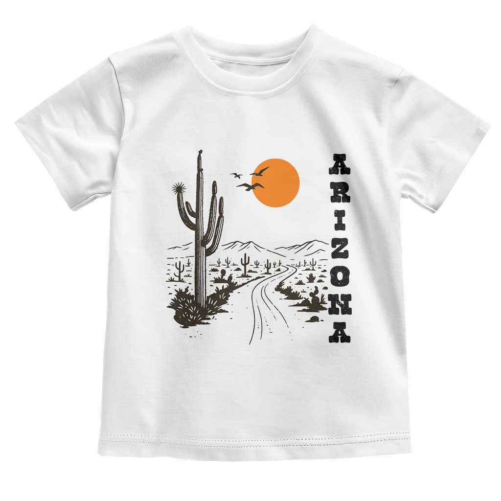 Retro Arizona Desert Road Sunset Graphic Toddler T Shirt Vintage Southwest Saguaro Cactus Travel Souvenir