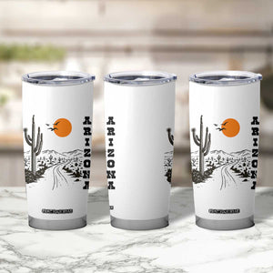 Retro Arizona Desert Road Sunset Graphic Tumbler Cup Vintage Southwest Saguaro Cactus Travel Souvenir