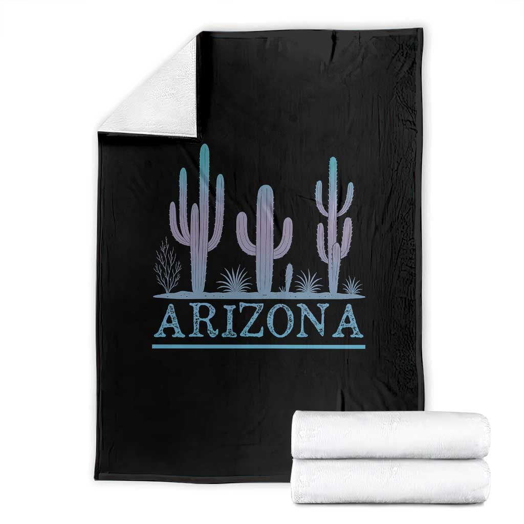Retro Neon Silhouette Cactus Arizona Graphic Throw Blanket Modern Southwest Desert Aesthetic Travel Souvenir TS02 Black Print Your Wear