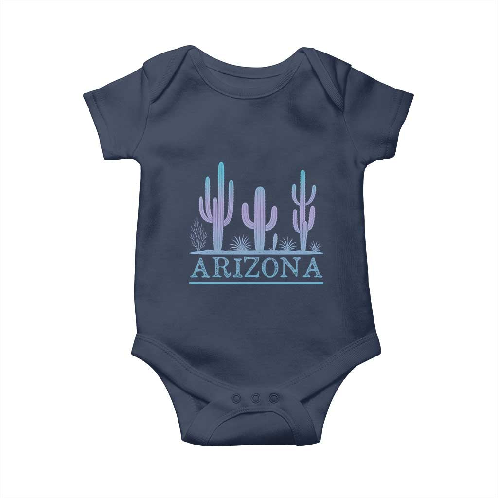 Retro Neon Silhouette Cactus Arizona Graphic Baby Onesie Modern Southwest Desert Aesthetic Travel Souvenir