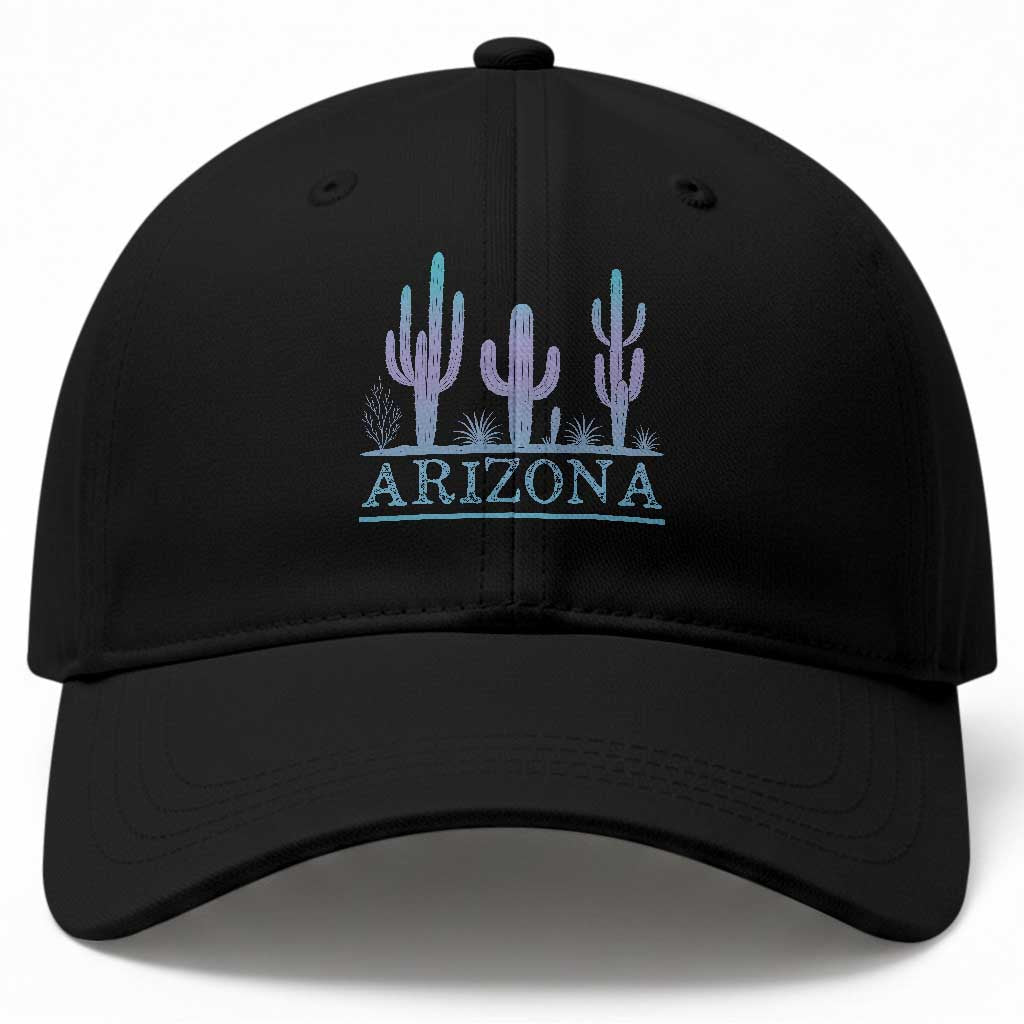 Retro Neon Silhouette Cactus Arizona Graphic Baseball Cap Modern Southwest Desert Aesthetic Travel Souvenir TS02 Print Your Wear