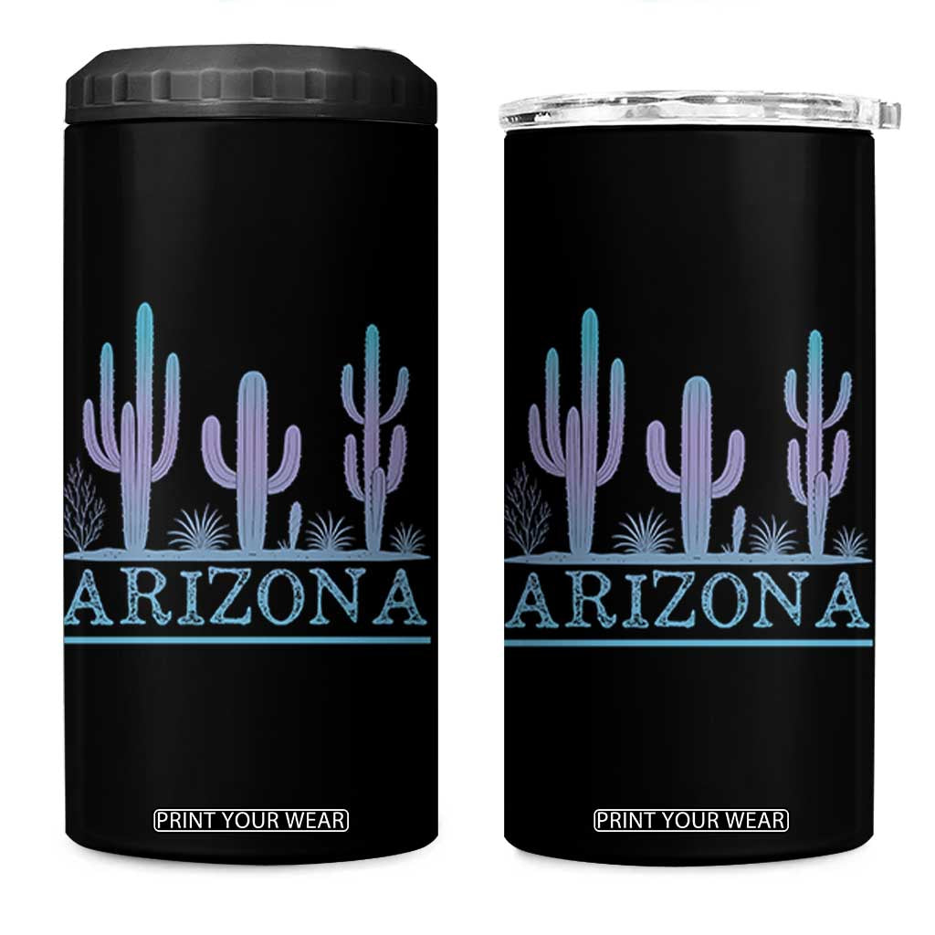 Retro Neon Silhouette Cactus Arizona Graphic 4 in 1 Can Cooler Tumbler Modern Southwest Desert Aesthetic Travel Souvenir