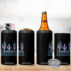 Retro Neon Silhouette Cactus Arizona Graphic 4 in 1 Can Cooler Tumbler Modern Southwest Desert Aesthetic Travel Souvenir
