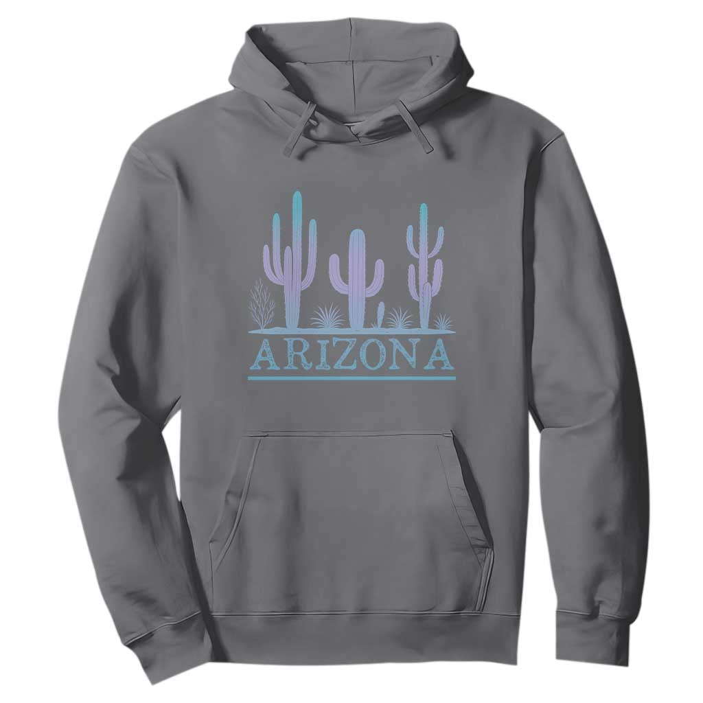 Retro Neon Silhouette Cactus Arizona Graphic Hoodie Modern Southwest Desert Aesthetic Travel Souvenir