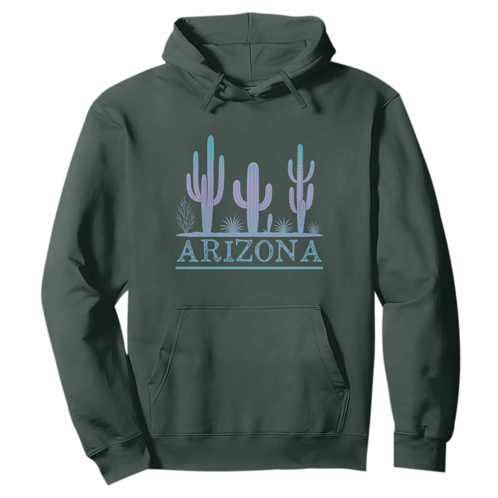 Retro Neon Silhouette Cactus Arizona Graphic Hoodie Modern Southwest Desert Aesthetic Travel Souvenir