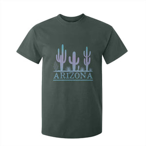 Retro Neon Silhouette Cactus Arizona Graphic T Shirt For Kid Modern Southwest Desert Aesthetic Travel Souvenir