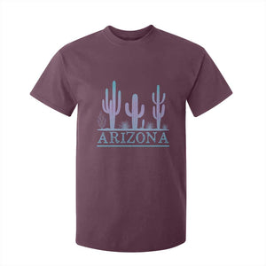 Retro Neon Silhouette Cactus Arizona Graphic T Shirt For Kid Modern Southwest Desert Aesthetic Travel Souvenir