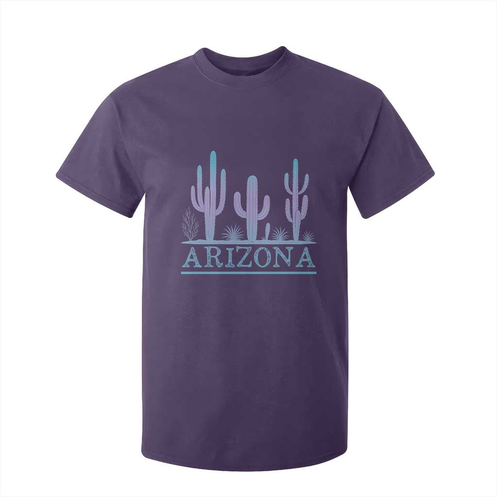 Retro Neon Silhouette Cactus Arizona Graphic T Shirt For Kid Modern Southwest Desert Aesthetic Travel Souvenir