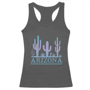 Retro Neon Silhouette Cactus Arizona Graphic Racerback Tank Top Modern Southwest Desert Aesthetic Travel Souvenir