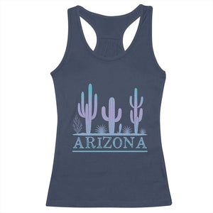Retro Neon Silhouette Cactus Arizona Graphic Racerback Tank Top Modern Southwest Desert Aesthetic Travel Souvenir