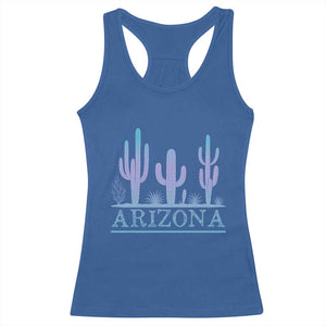 Retro Neon Silhouette Cactus Arizona Graphic Racerback Tank Top Modern Southwest Desert Aesthetic Travel Souvenir