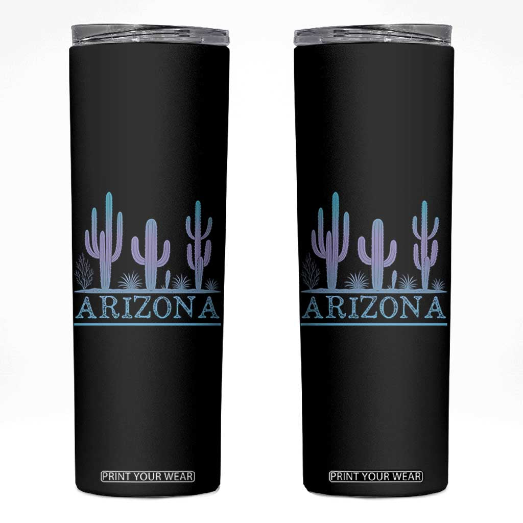 Retro Neon Silhouette Cactus Arizona Graphic Skinny Tumbler Modern Southwest Desert Aesthetic Travel Souvenir TS02 Black Print Your Wear