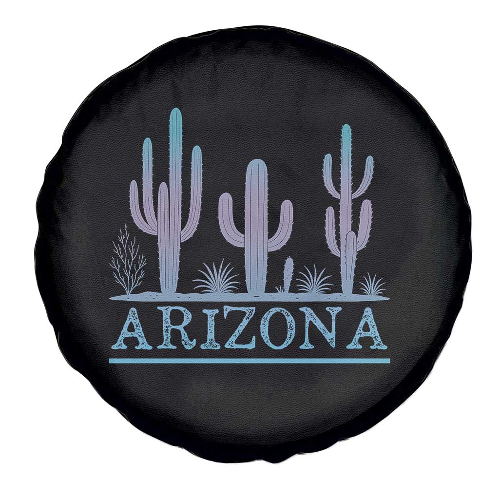 Retro Neon Silhouette Cactus Arizona Graphic Spare Tire Cover Modern Southwest Desert Aesthetic Travel Souvenir