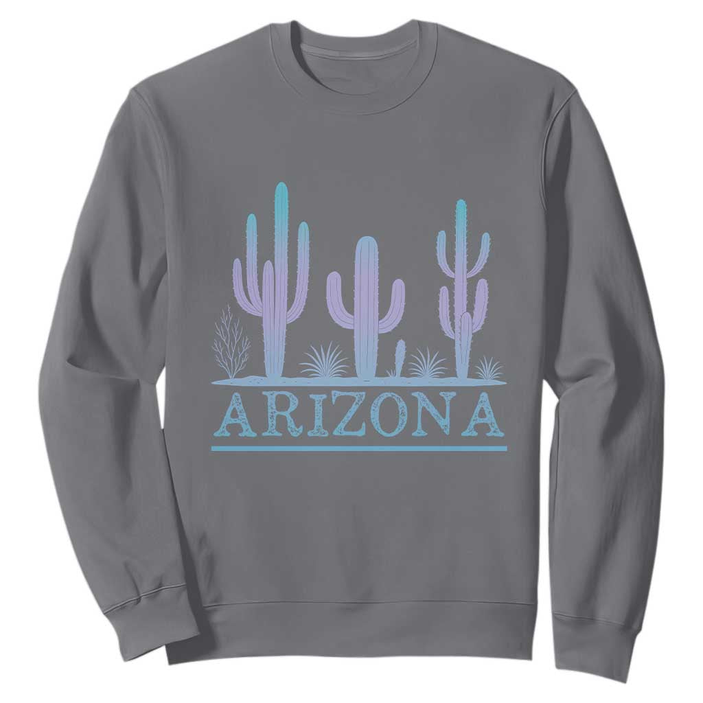 Retro Neon Silhouette Cactus Arizona Graphic Sweatshirt Modern Southwest Desert Aesthetic Travel Souvenir