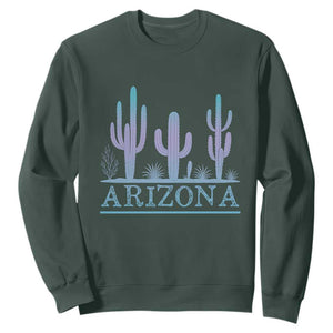 Retro Neon Silhouette Cactus Arizona Graphic Sweatshirt Modern Southwest Desert Aesthetic Travel Souvenir