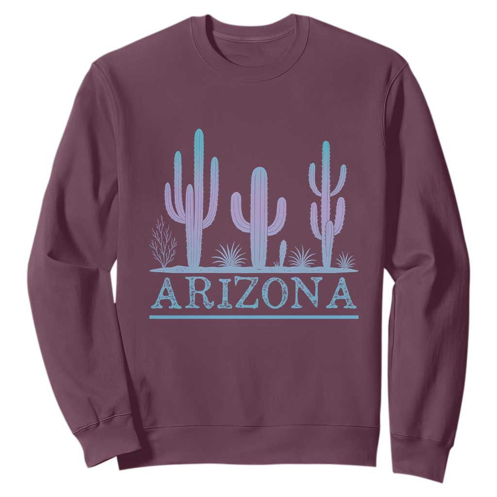Retro Neon Silhouette Cactus Arizona Graphic Sweatshirt Modern Southwest Desert Aesthetic Travel Souvenir