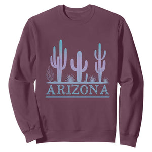 Retro Neon Silhouette Cactus Arizona Graphic Sweatshirt Modern Southwest Desert Aesthetic Travel Souvenir