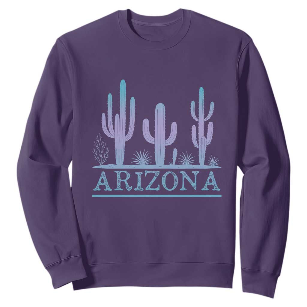 Retro Neon Silhouette Cactus Arizona Graphic Sweatshirt Modern Southwest Desert Aesthetic Travel Souvenir