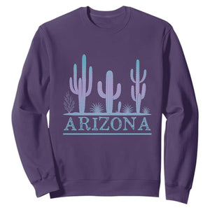 Retro Neon Silhouette Cactus Arizona Graphic Sweatshirt Modern Southwest Desert Aesthetic Travel Souvenir