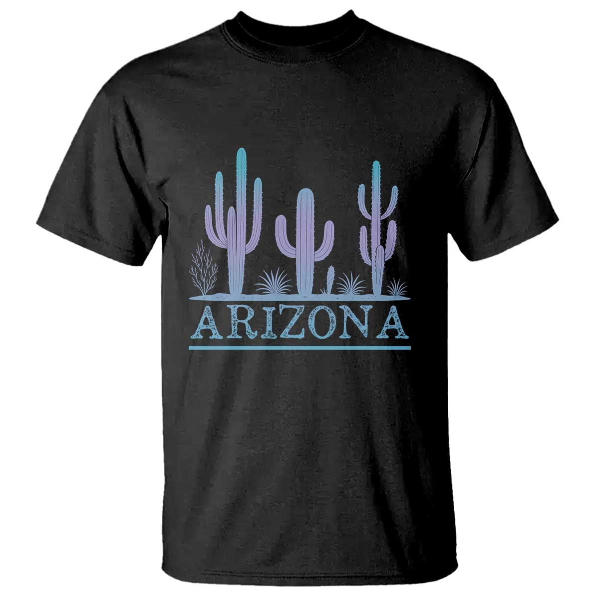 Retro Neon Silhouette Cactus Arizona Graphic T Shirt Modern Southwest Desert Aesthetic Travel Souvenir