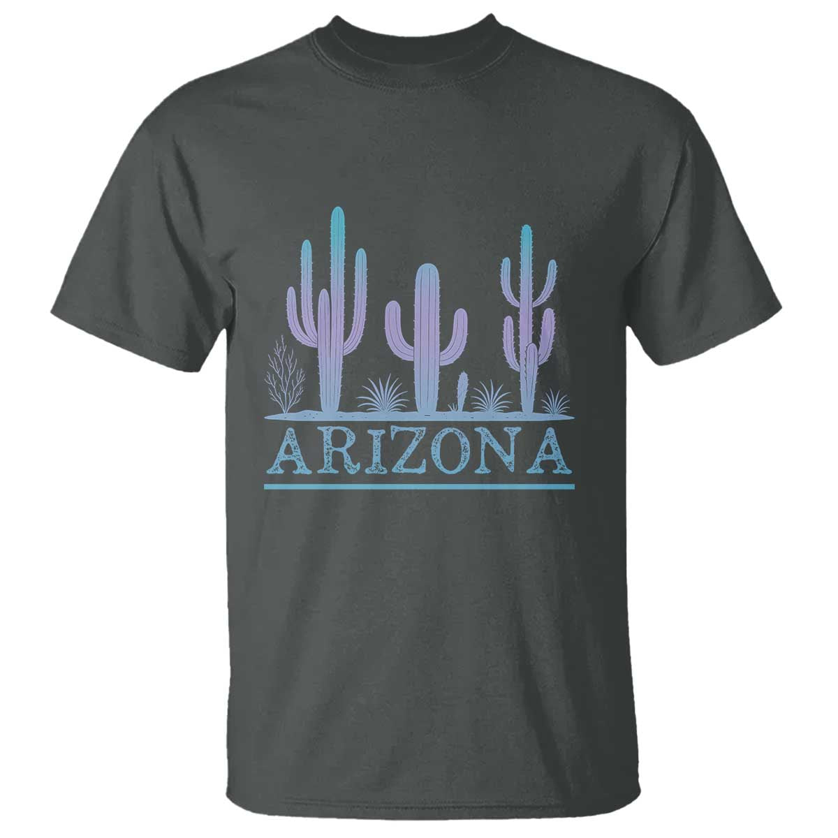 Retro Neon Silhouette Cactus Arizona Graphic T Shirt Modern Southwest Desert Aesthetic Travel Souvenir