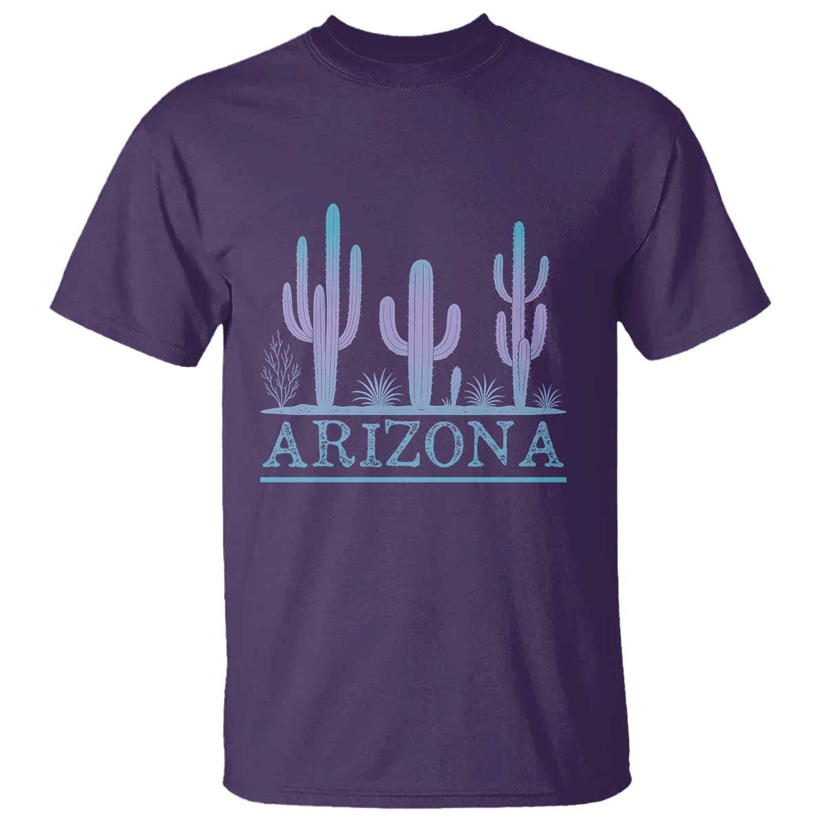 Retro Neon Silhouette Cactus Arizona Graphic T Shirt Modern Southwest Desert Aesthetic Travel Souvenir