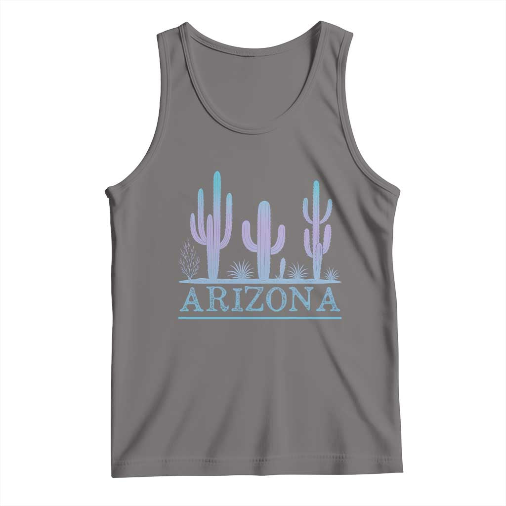Retro Neon Silhouette Cactus Arizona Graphic Tank Top Modern Southwest Desert Aesthetic Travel Souvenir