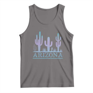 Retro Neon Silhouette Cactus Arizona Graphic Tank Top Modern Southwest Desert Aesthetic Travel Souvenir