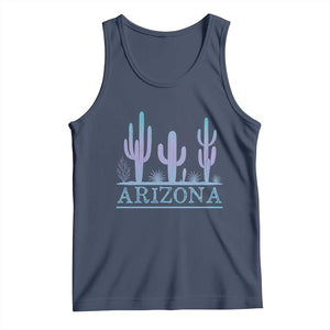 Retro Neon Silhouette Cactus Arizona Graphic Tank Top Modern Southwest Desert Aesthetic Travel Souvenir