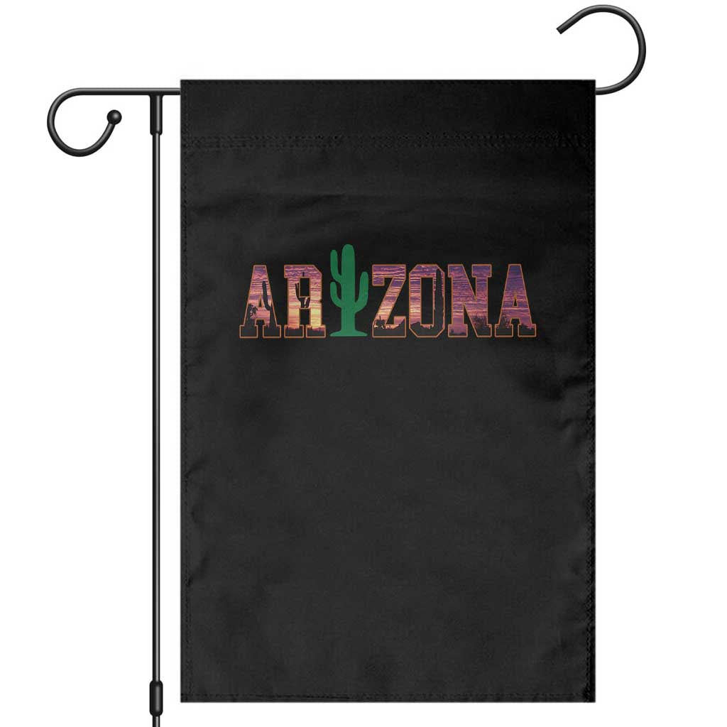 Scenic Arizona Sunset Landscape Graphic Garden Flag Southwest Saguaro Cactus Letters Travel Souvenir TS02 Black Print Your Wear