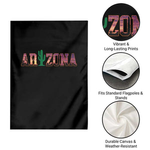 Scenic Arizona Sunset Landscape Graphic Garden Flag Southwest Saguaro Cactus Letters Travel Souvenir