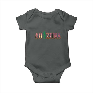 Scenic Arizona Sunset Landscape Graphic Baby Onesie Southwest Saguaro Cactus Letters Travel Souvenir