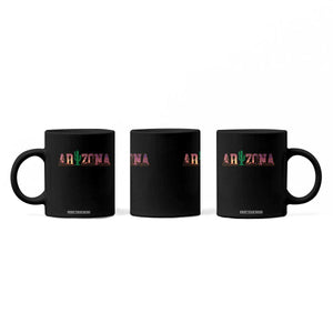 Scenic Arizona Sunset Landscape Graphic Coffee Mug Southwest Saguaro Cactus Letters Travel Souvenir