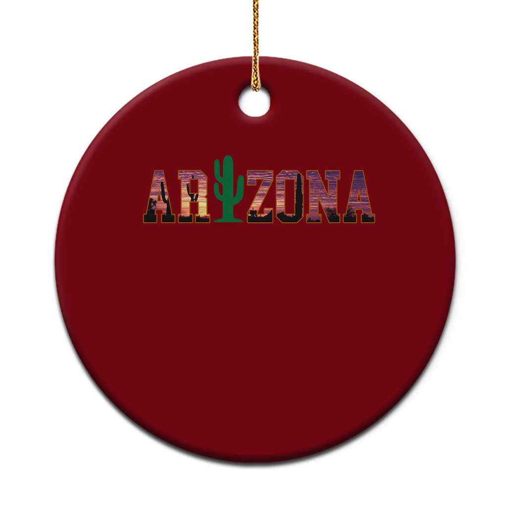 Scenic Arizona Sunset Landscape Graphic Ceramic Ornament Southwest Saguaro Cactus Letters Travel Souvenir TS02 1pc Red Print Your Wear