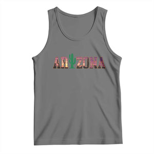 Scenic Arizona Sunset Landscape Graphic Tank Top Southwest Saguaro Cactus Letters Travel Souvenir