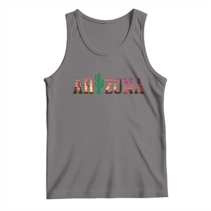 Scenic Arizona Sunset Landscape Graphic Tank Top Southwest Saguaro Cactus Letters Travel Souvenir