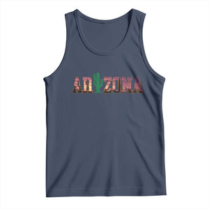 Scenic Arizona Sunset Landscape Graphic Tank Top Southwest Saguaro Cactus Letters Travel Souvenir