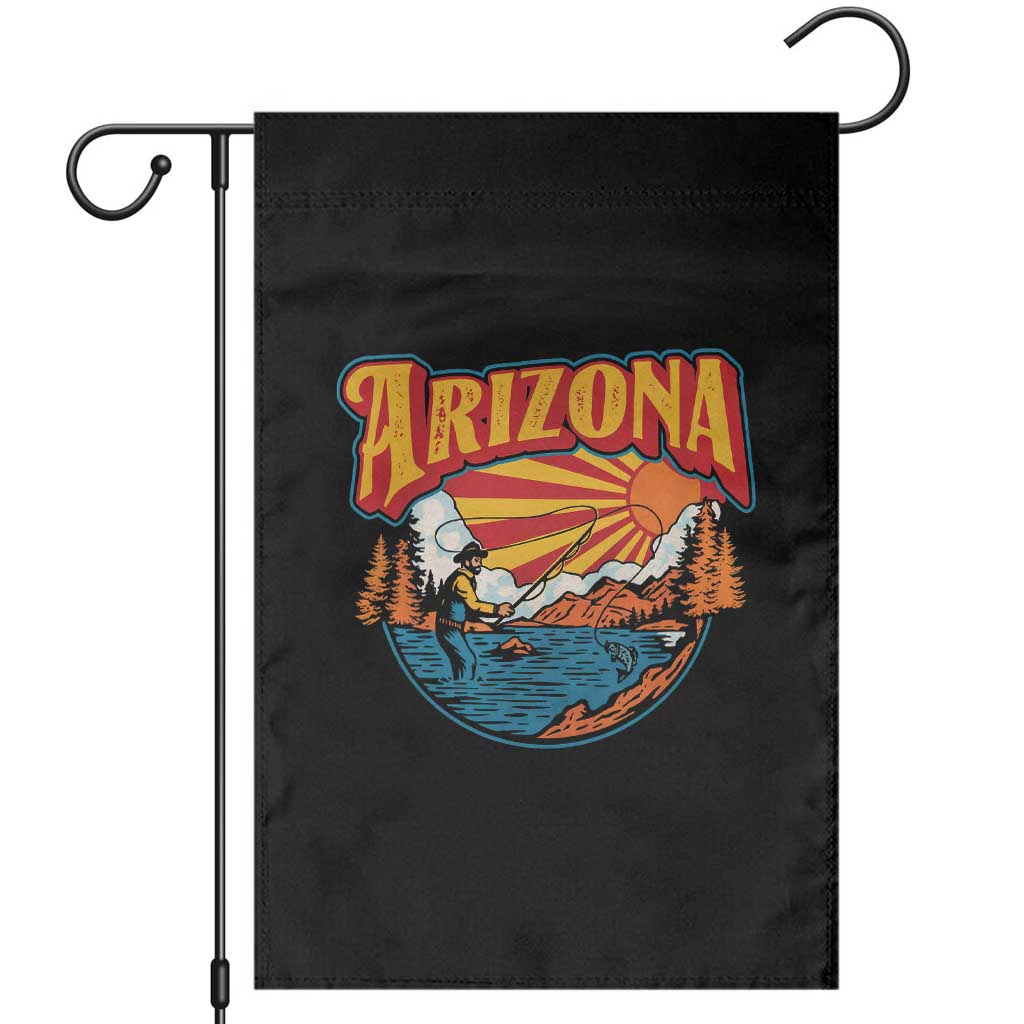 Retro Arizona Fly Fishing River Graphic Garden Flag Vintage Angler Outdoor Mountain Adventure Souvenir TS02 Black Print Your Wear