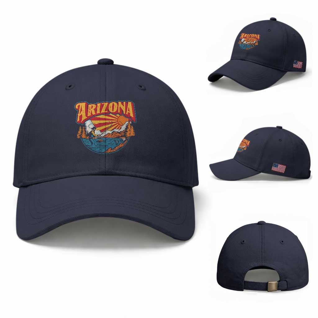 Retro Arizona Fly Fishing River Graphic Baseball Cap Vintage Angler Outdoor Mountain Adventure Souvenir