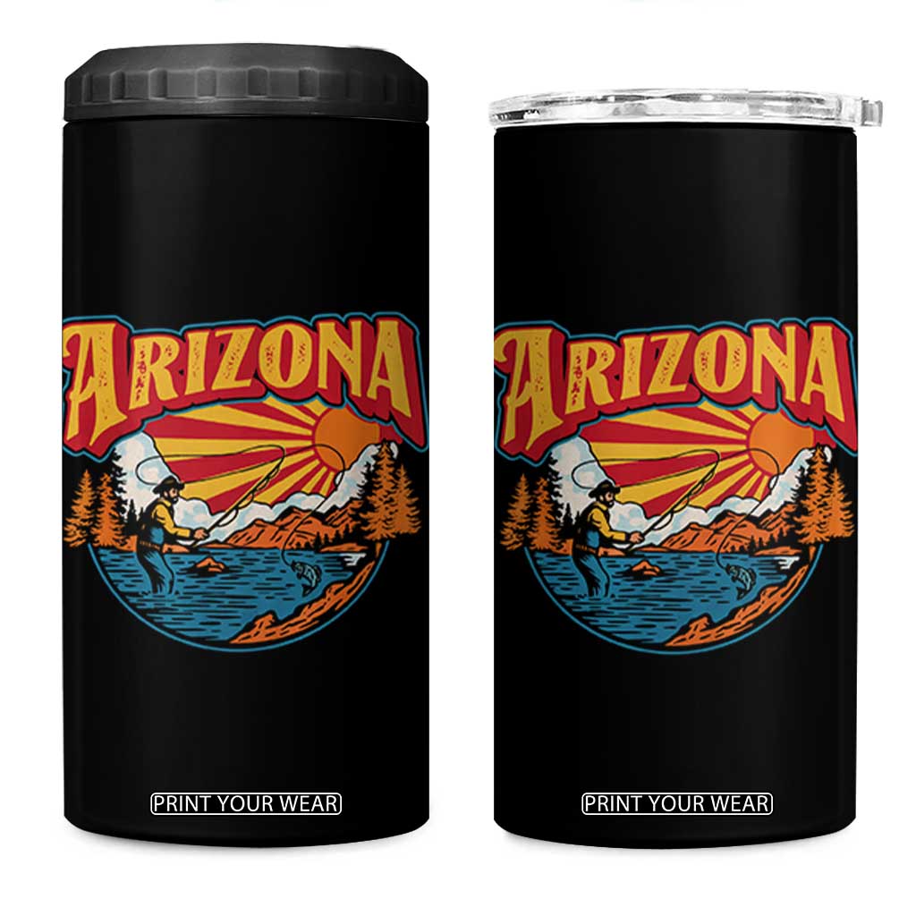 Retro Arizona Fly Fishing River Graphic 4 in 1 Can Cooler Tumbler Vintage Angler Outdoor Mountain Adventure Souvenir TS02 One Size: 16 oz Black Print Your Wear