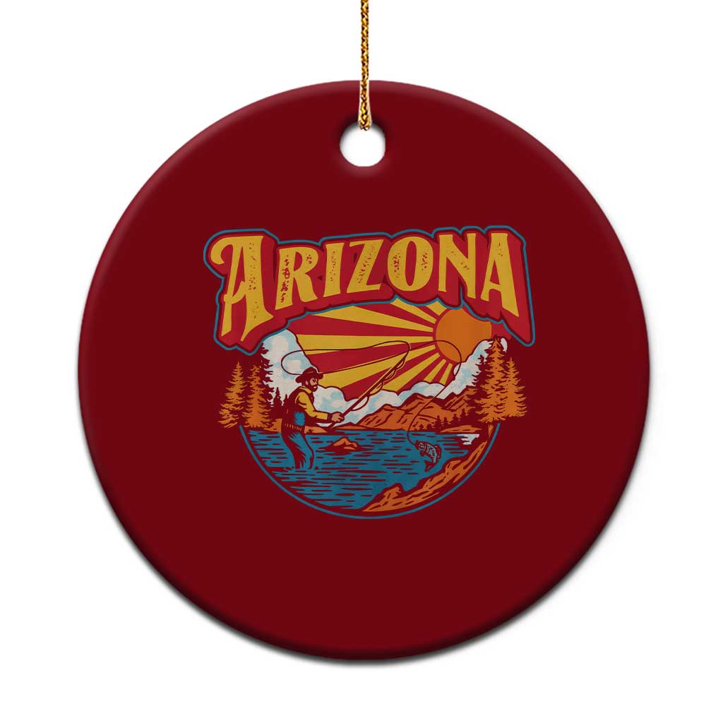Retro Arizona Fly Fishing River Graphic Ceramic Ornament Vintage Angler Outdoor Mountain Adventure Souvenir TS02 1pc Red Print Your Wear
