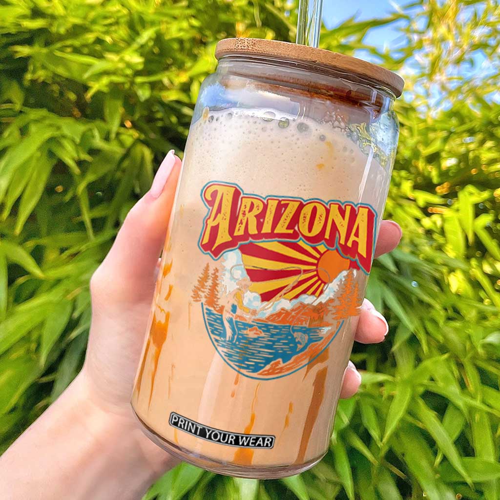 Retro Arizona Fly Fishing River Graphic Glass Can Vintage Angler Outdoor Mountain Adventure Souvenir TS02 Black Print Your Wear