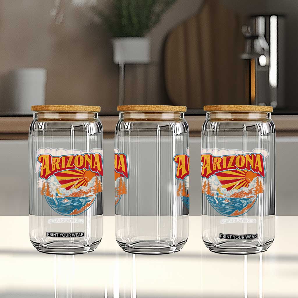 Retro Arizona Fly Fishing River Graphic Glass Can Vintage Angler Outdoor Mountain Adventure Souvenir