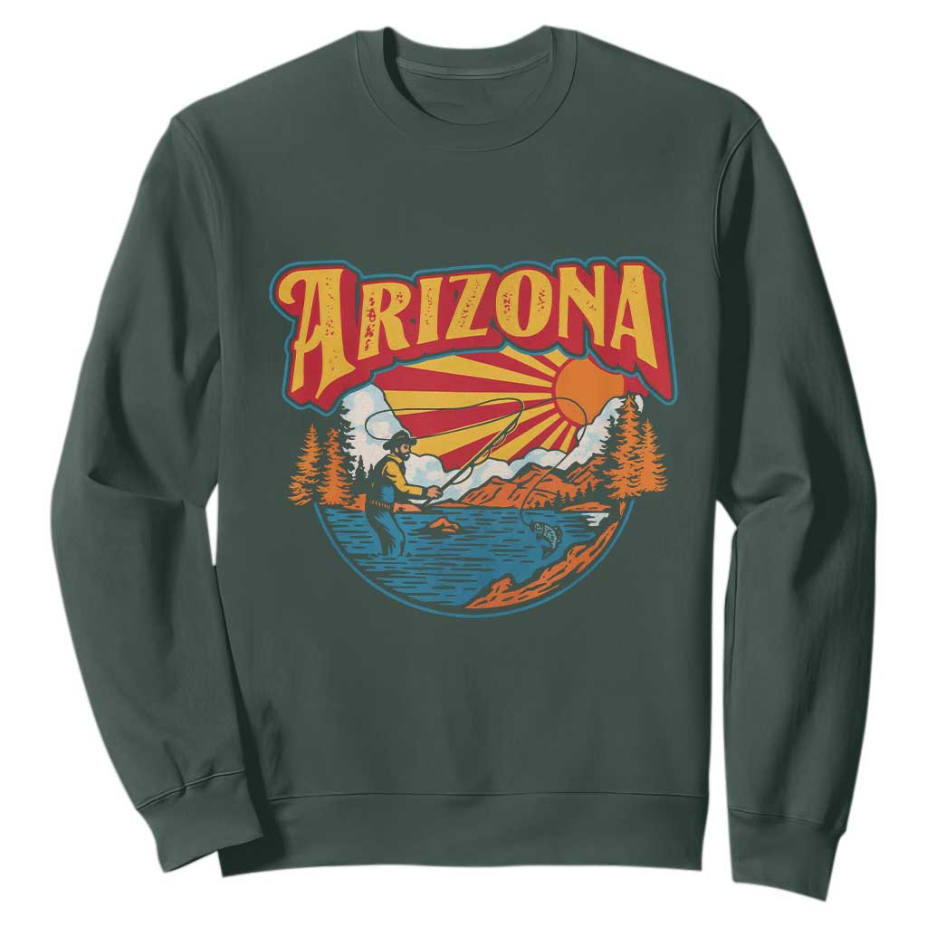 Retro Arizona Fly Fishing River Graphic Sweatshirt Vintage Angler Outdoor Mountain Adventure Souvenir