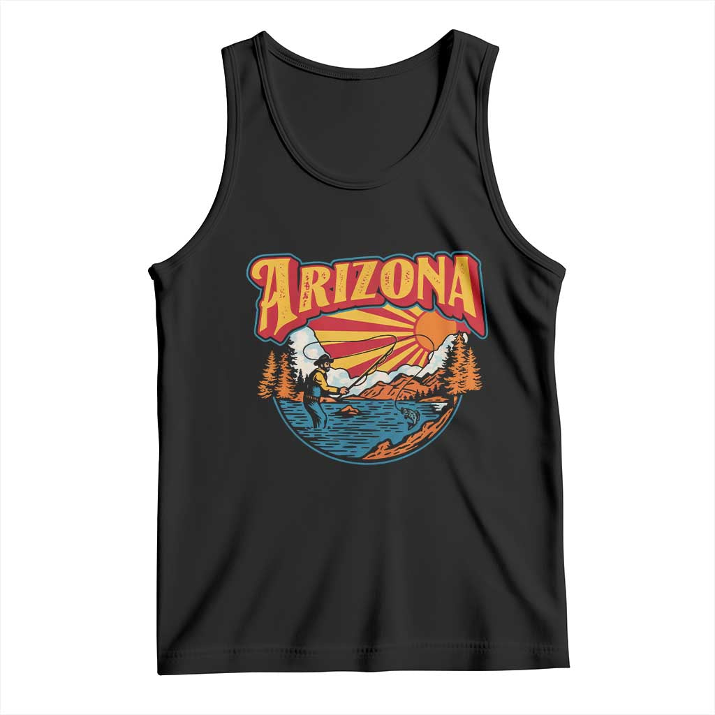 Retro Arizona Fly Fishing River Graphic Tank Top Vintage Angler Outdoor Mountain Adventure Souvenir TS02 Black Print Your Wear