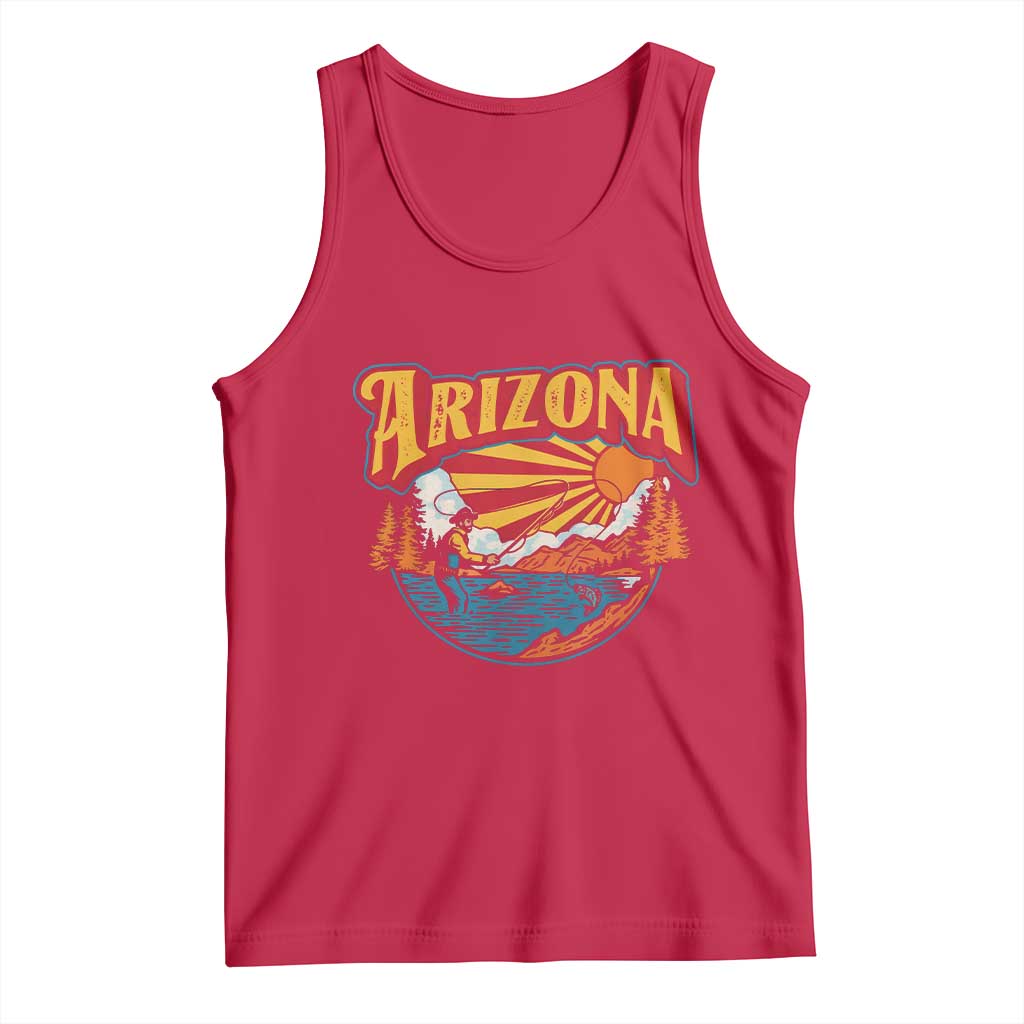 Retro Arizona Fly Fishing River Graphic Tank Top Vintage Angler Outdoor Mountain Adventure Souvenir