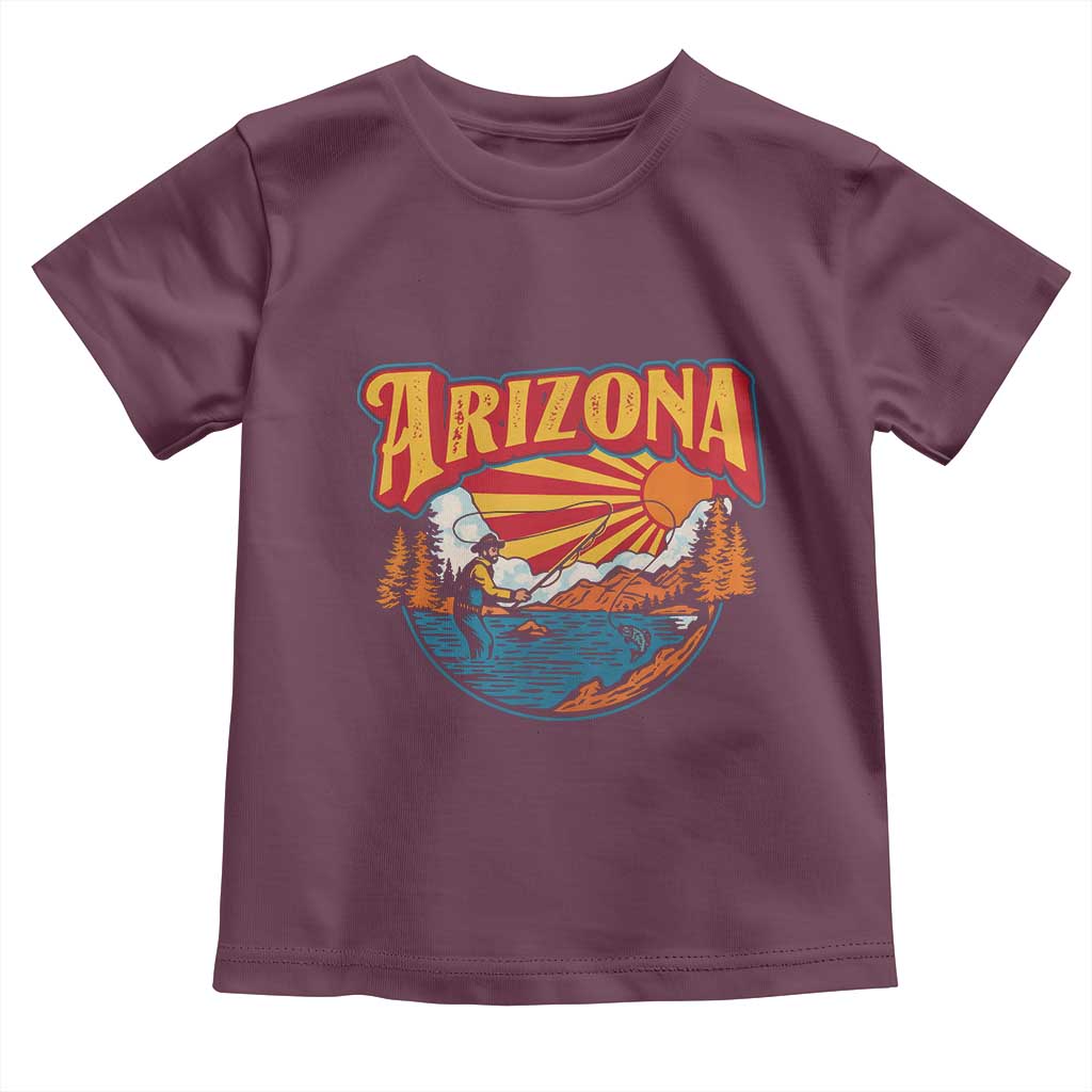 Retro Arizona Fly Fishing River Graphic Toddler T Shirt Vintage Angler Outdoor Mountain Adventure Souvenir