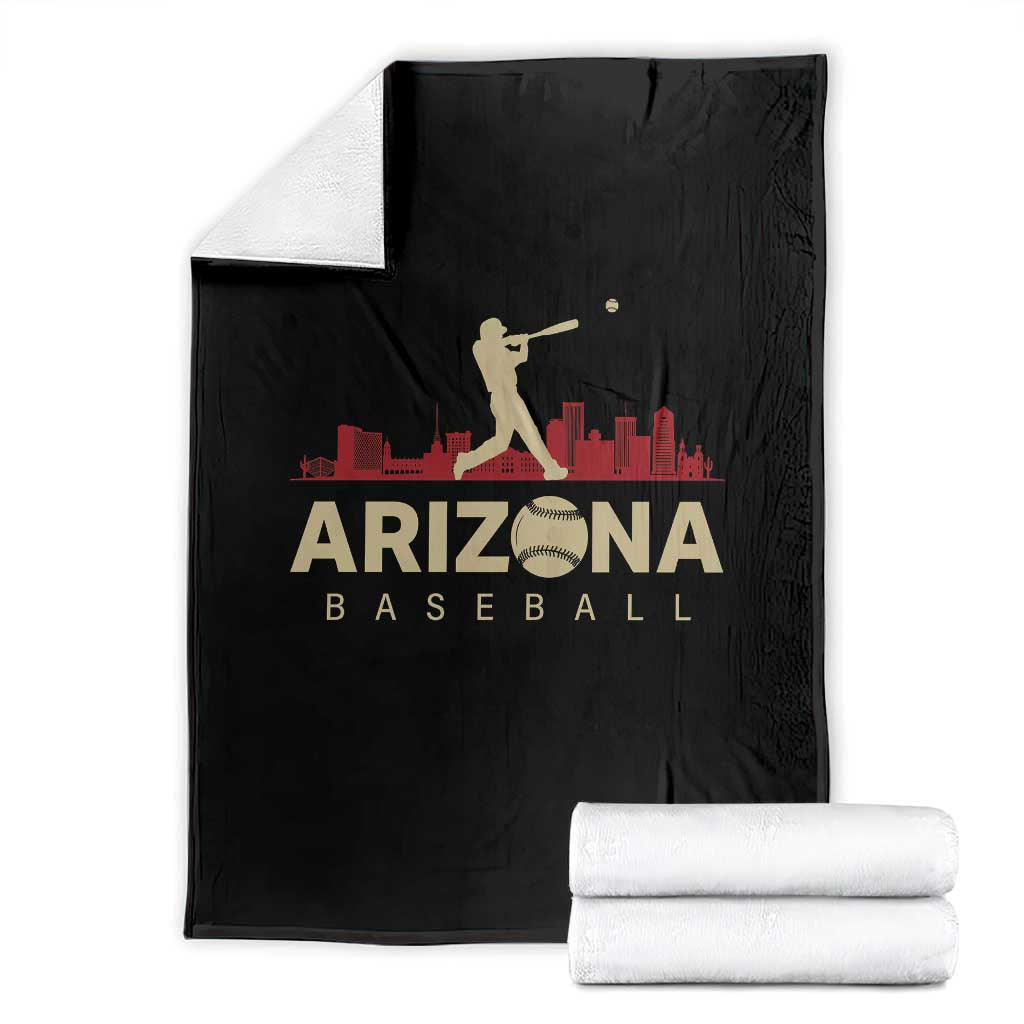 Vintage Arizona State Pride Baseball Player Graphic Throw Blanket Vintage Phoenix Skyline Batter Sports Fan TS02 Black Print Your Wear