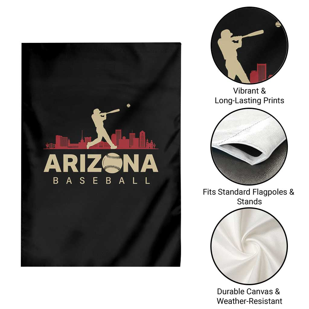 Vintage Arizona State Pride Baseball Player Graphic Garden Flag Vintage Phoenix Skyline Batter Sports Fan