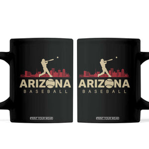 Vintage Arizona State Pride Baseball Player Graphic Coffee Mug Vintage Phoenix Skyline Batter Sports Fan